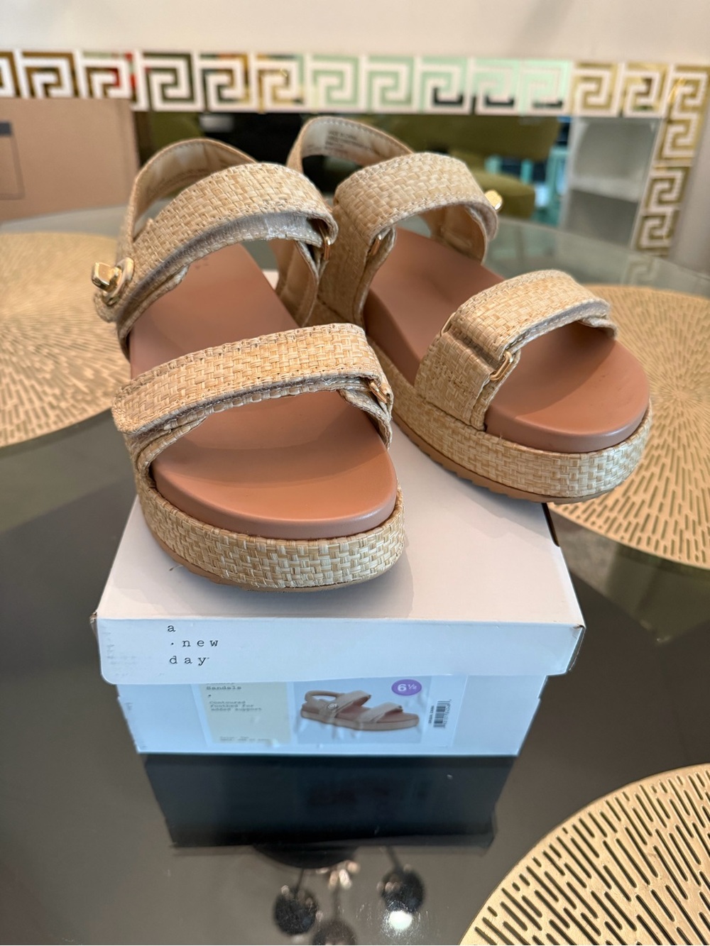 a new day Tan Woven Platform Sandals